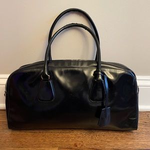 Prada Pyramide patent leather tote